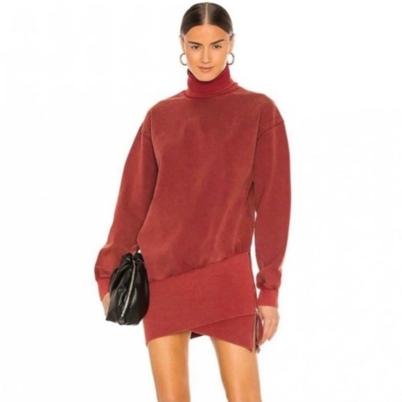 YOUNG FABULOUS AND BROKE Turtleneck Asymmetrical Sweater Side Zipper Dress - Picture 2 of 4